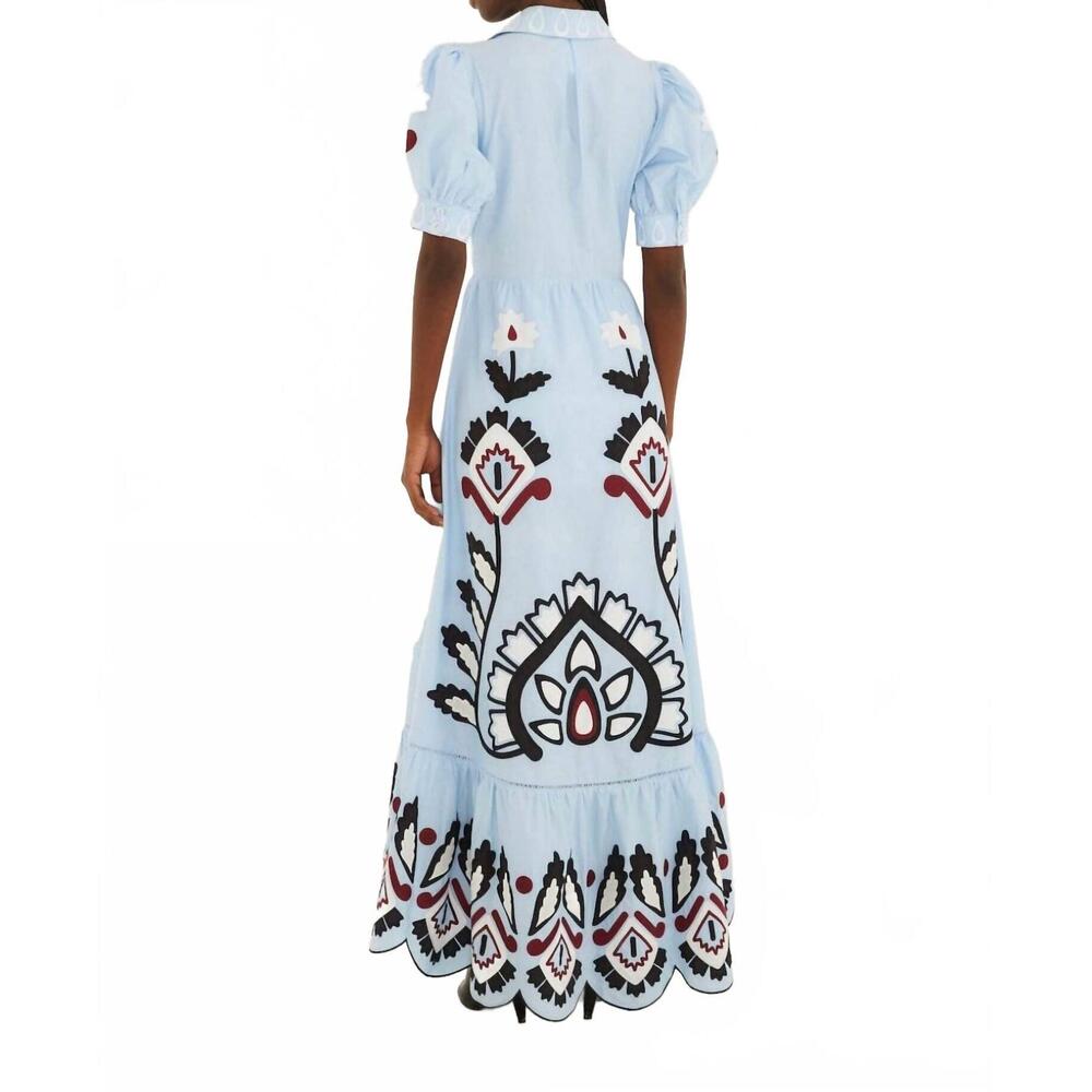 NEW FARM RIO artisanal bow maxi dress in blue - Picture 3 of 5